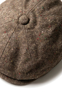 Casquette gavroche 8 panneaux Shelby en tweed de laine marron classique