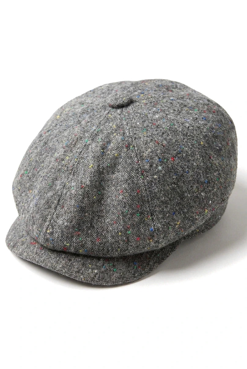 Casquette gavroche 8 panneaux Shelby en tweed de laine gris classique