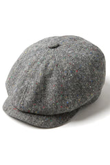 Casquette gavroche 8 panneaux Shelby en tweed de laine gris classique