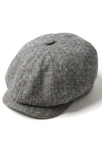 Casquette gavroche 8 panneaux Shelby en tweed de laine gris classique