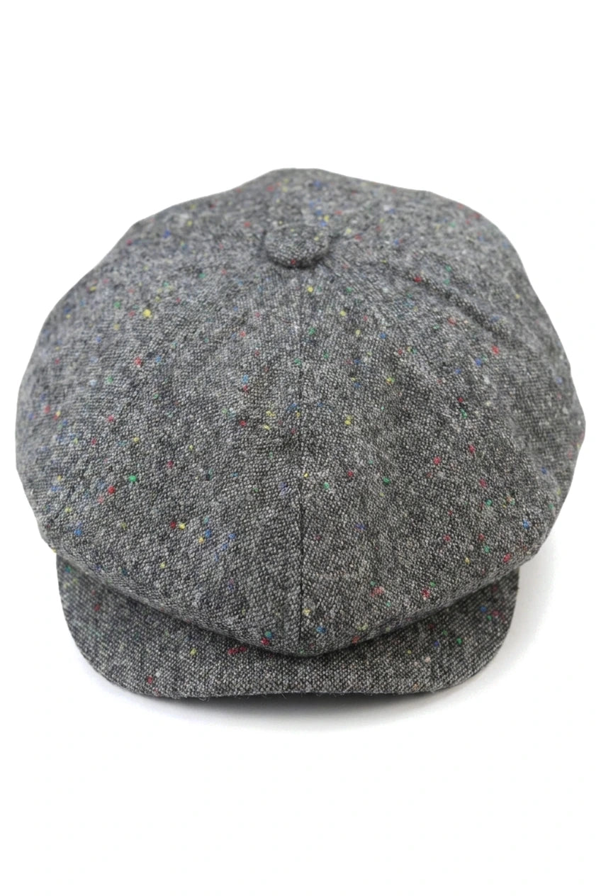 Casquette gavroche 8 panneaux Shelby en tweed de laine gris classique