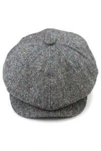 Casquette gavroche 8 panneaux Shelby en tweed de laine gris classique