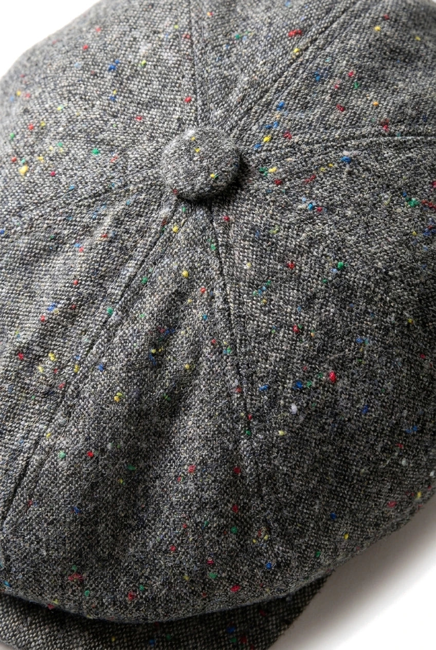 Casquette gavroche 8 panneaux Shelby en tweed de laine gris classique