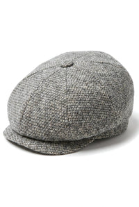 Casquette gavroche 8 panneaux Shelby en tweed de laine gris clair classique