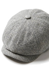 Casquette gavroche 8 panneaux Shelby en tweed de laine gris clair classique