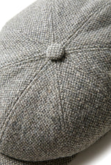 Casquette gavroche 8 panneaux Shelby en tweed de laine gris clair classique
