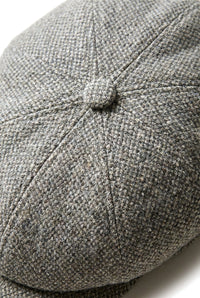 Casquette gavroche 8 panneaux Shelby en tweed de laine gris clair classique