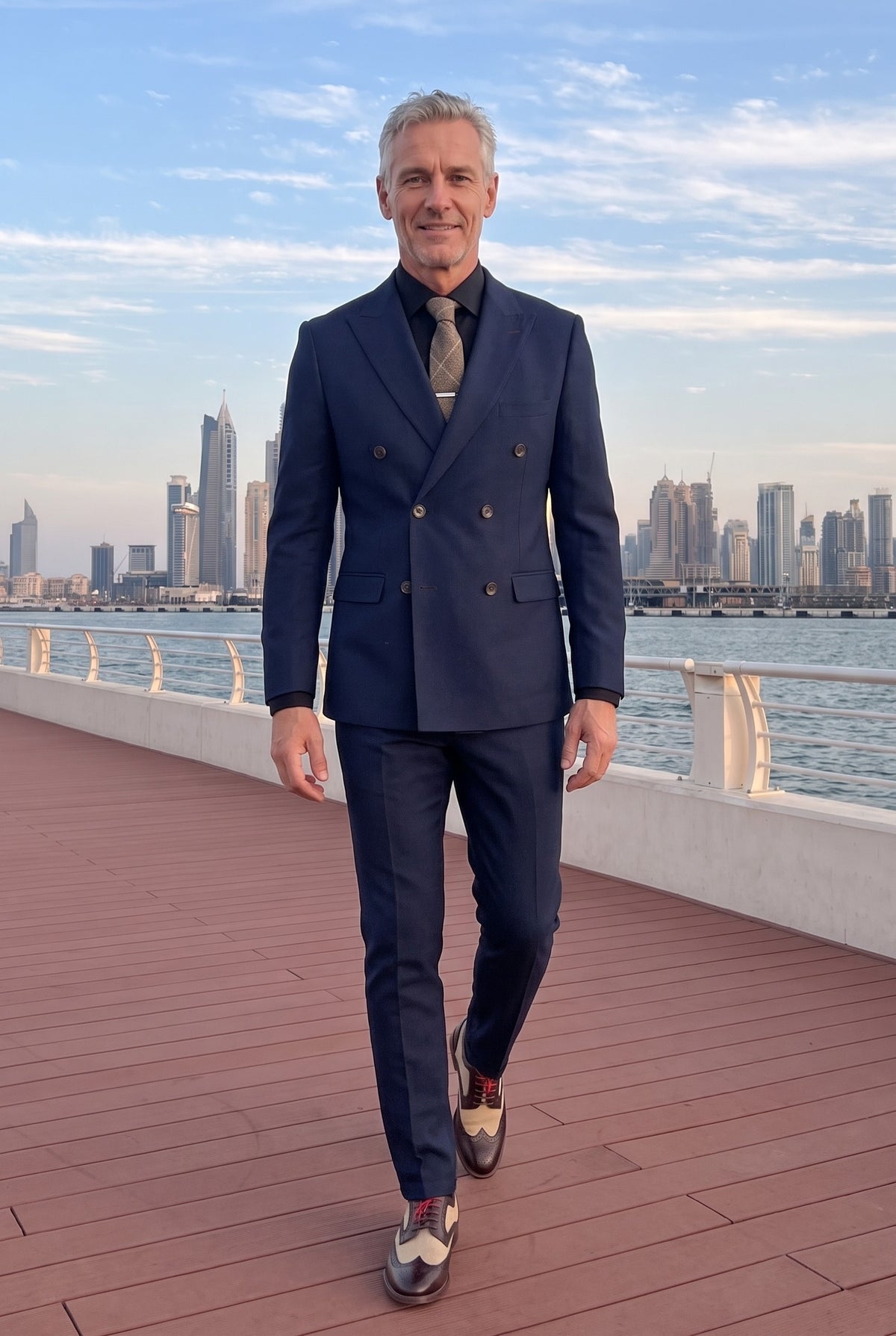 Look #638 styled with Mayfair - Costume croisé deux pièces bleu marine pour homme