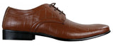 Mens Black Tan Brown Crocodile Snake PU Leather Shoes Laced Smart Formal Pointed