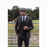Costume trois pièces pour homme en tweed à chevrons marron