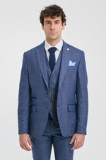 Costume trois pièces bleu à carreaux Prince de Galles pour homme AK-09