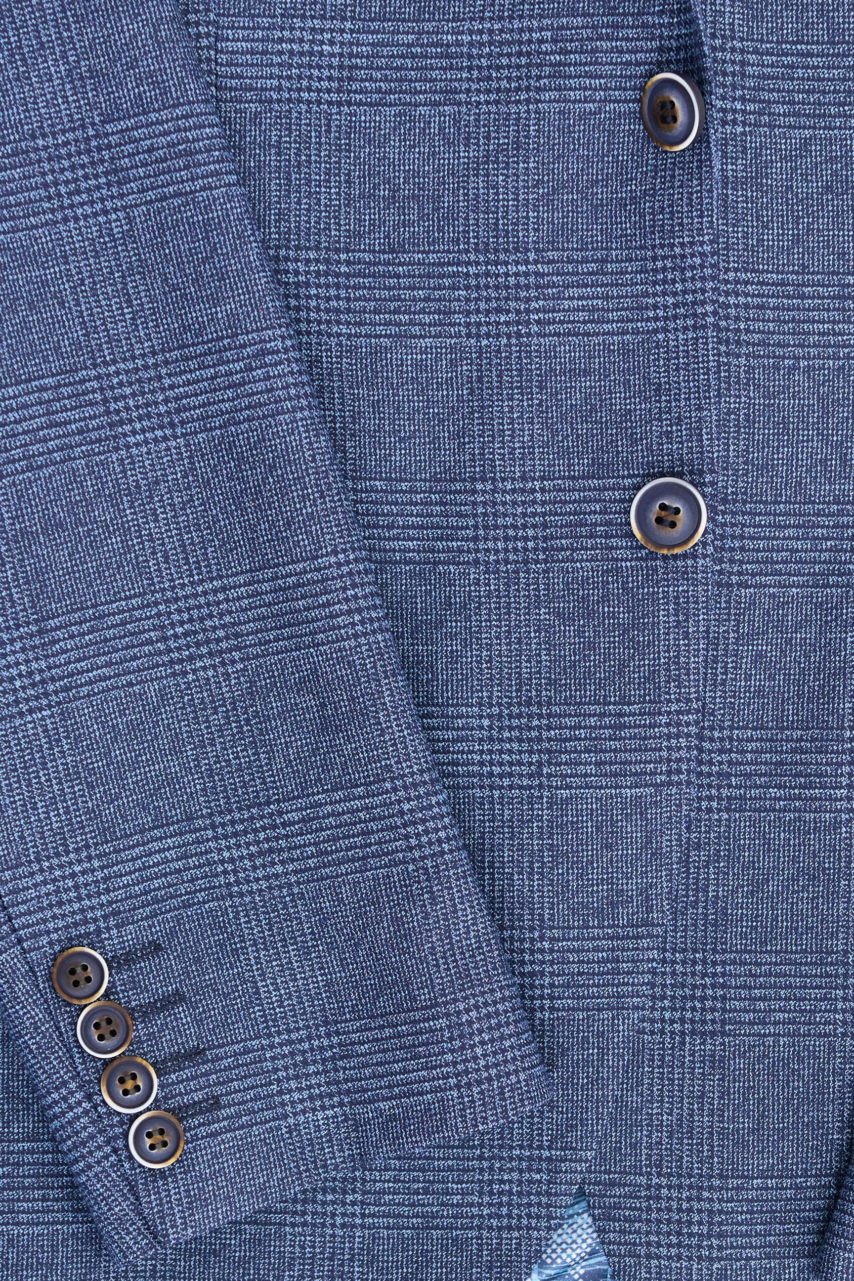 Costume trois pièces bleu à carreaux Prince de Galles pour homme AK-09