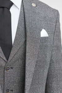 Costume trois pièces pour homme à carreaux Prince de Galles gris