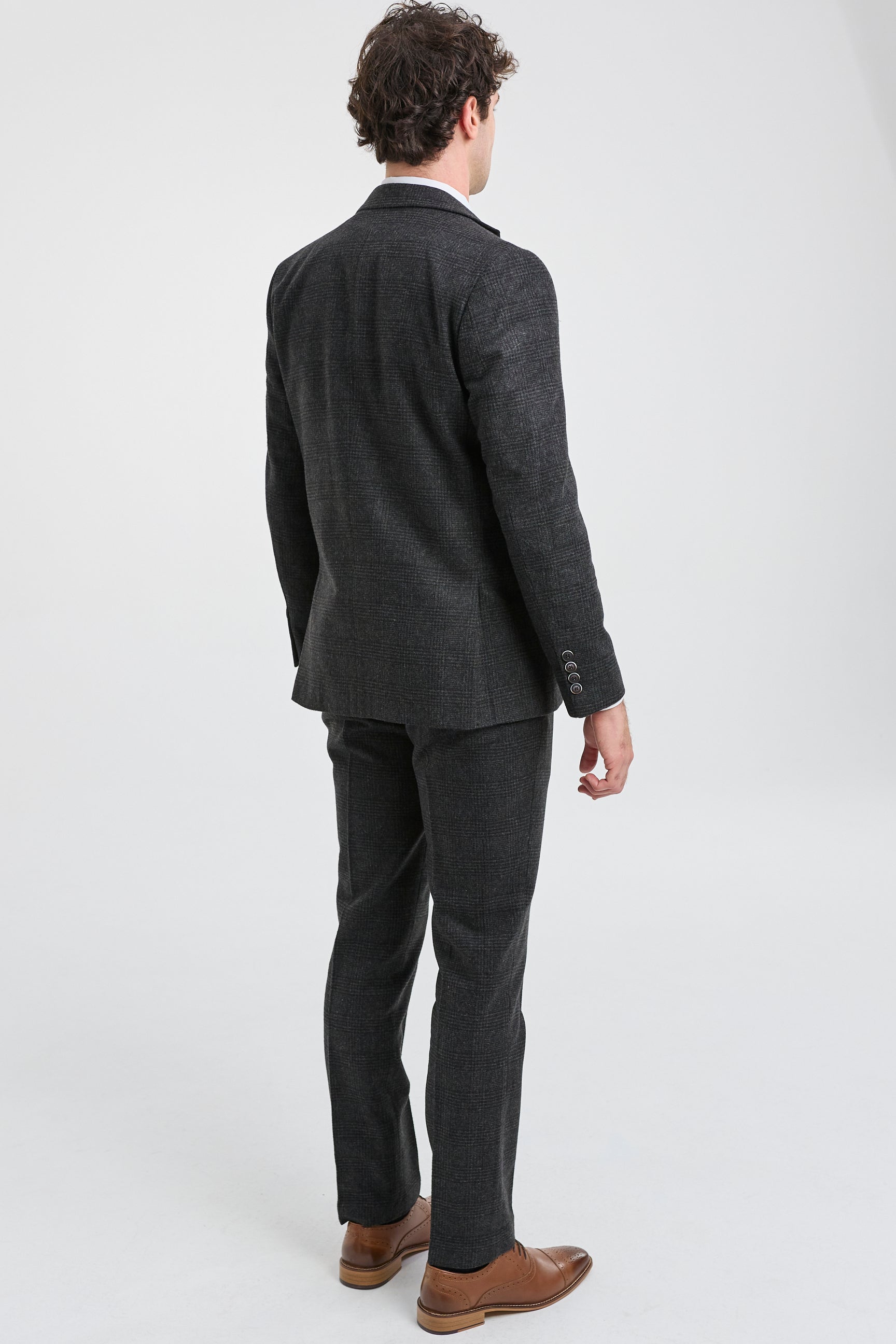 Costume trois pièces pour homme à carreaux Prince de Galles noirs