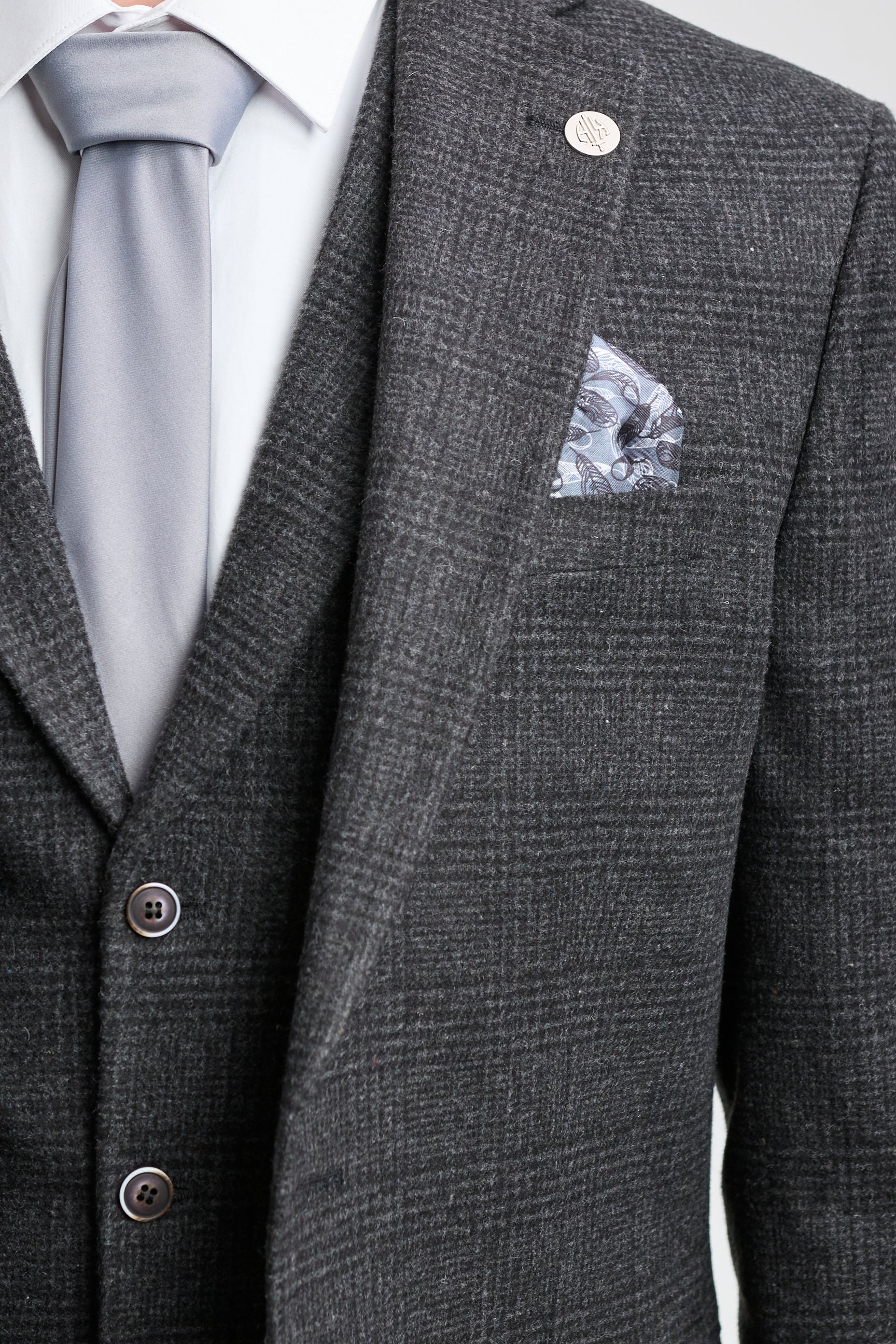 Costume trois pièces pour homme à carreaux Prince de Galles noirs