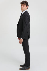 Paul Andrew Parker - Costume trois pièces noir pour homme, coupe ajustée, style classique de portier, pour deuil et funérailles