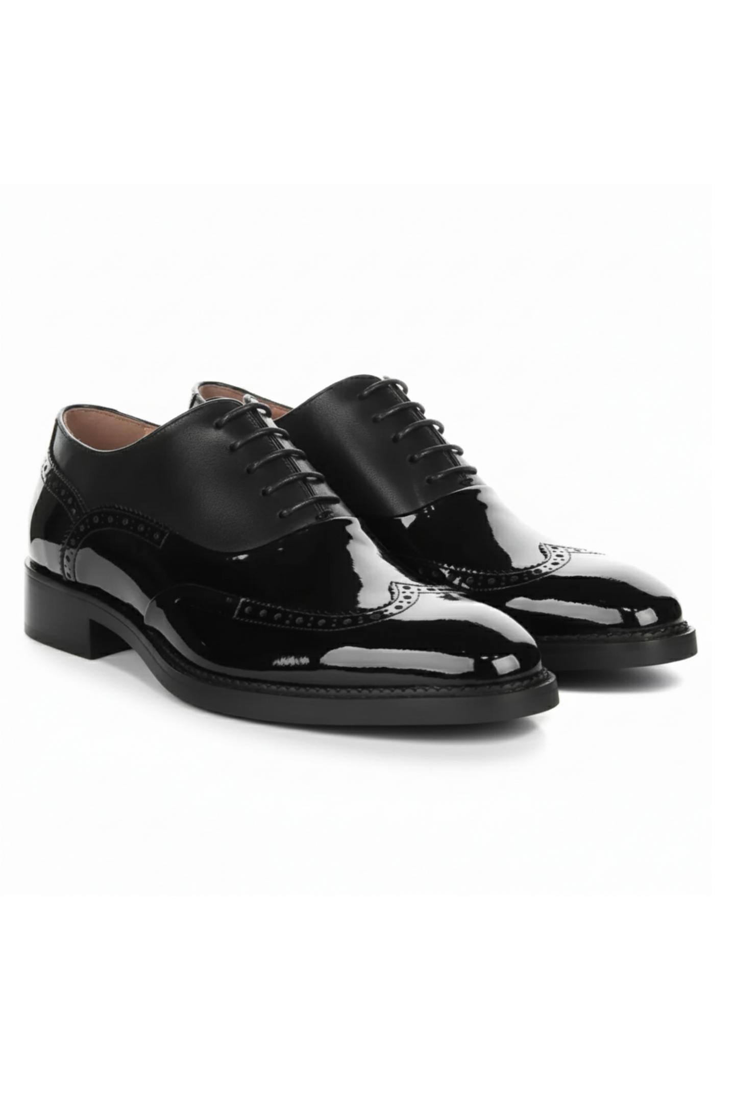 Harry - Chaussures brogues pour hommes en cuir verni noir