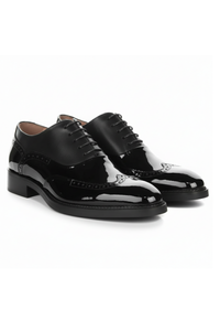 Harry - Chaussures brogues pour hommes en cuir verni noir