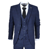 IM10 - Men's 3 Piece Navy Blue Check Suit