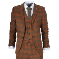 IM11 - Men's 3 Piece Brown Check Suit