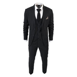 IM1 Men's Classic Black Plain Tailored Fit 3-Piece Suit