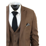 IM1 Men's Classic Brown Plain Tailored Fit 3-Piece Suit