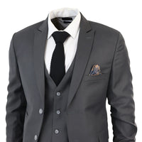 IM1 Men's Classic Charcoal Plain Tailored Fit 3-Piece Suit