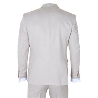 Costume trois pièces crème uni classique pour homme