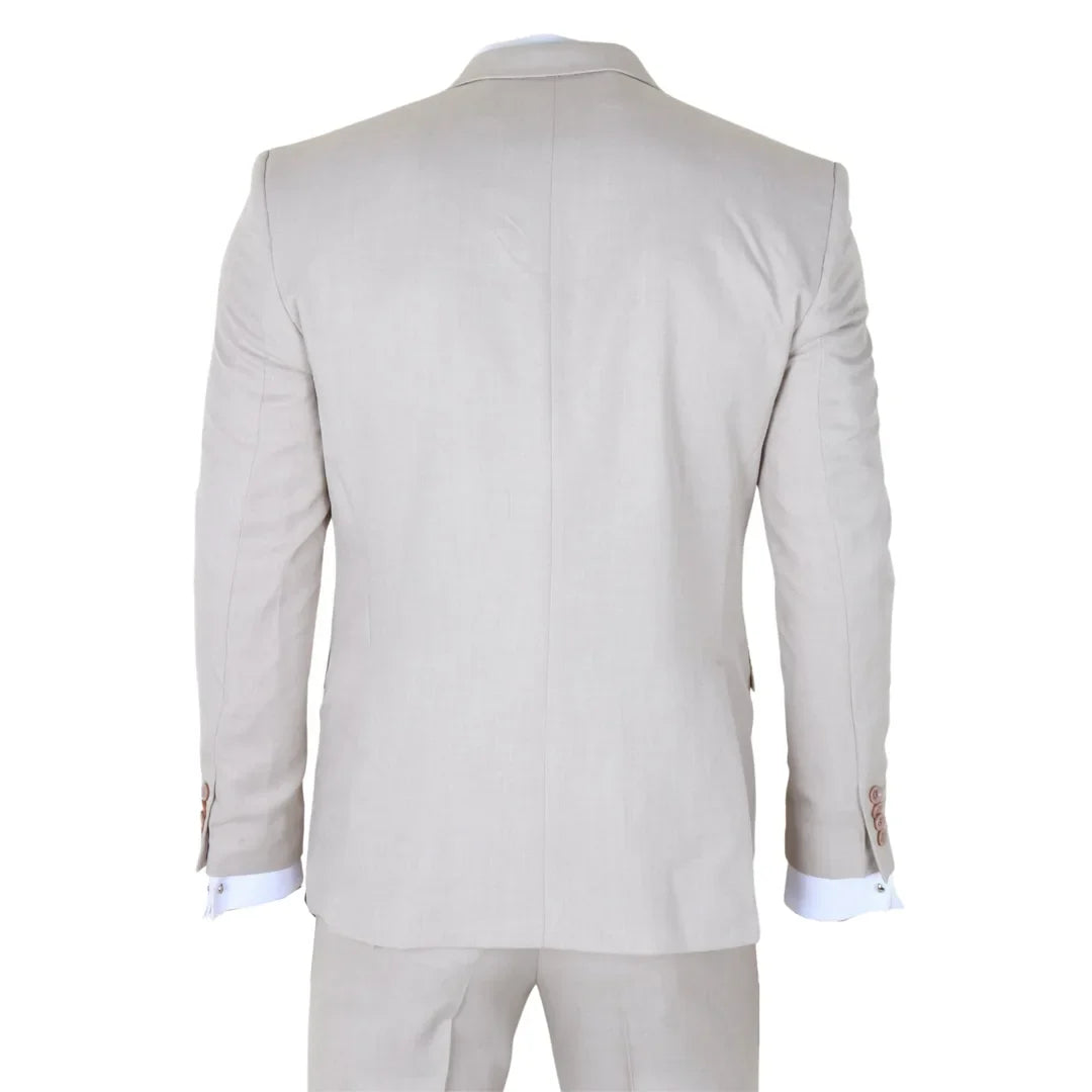 Costume trois pièces crème uni classique pour homme