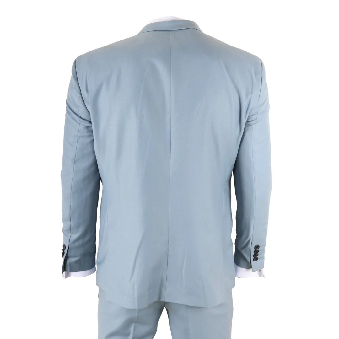 IM32 - Costume trois pièces bleu turquoise uni pour homme