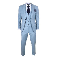 IM32 - Costume trois pièces bleu turquoise uni pour homme