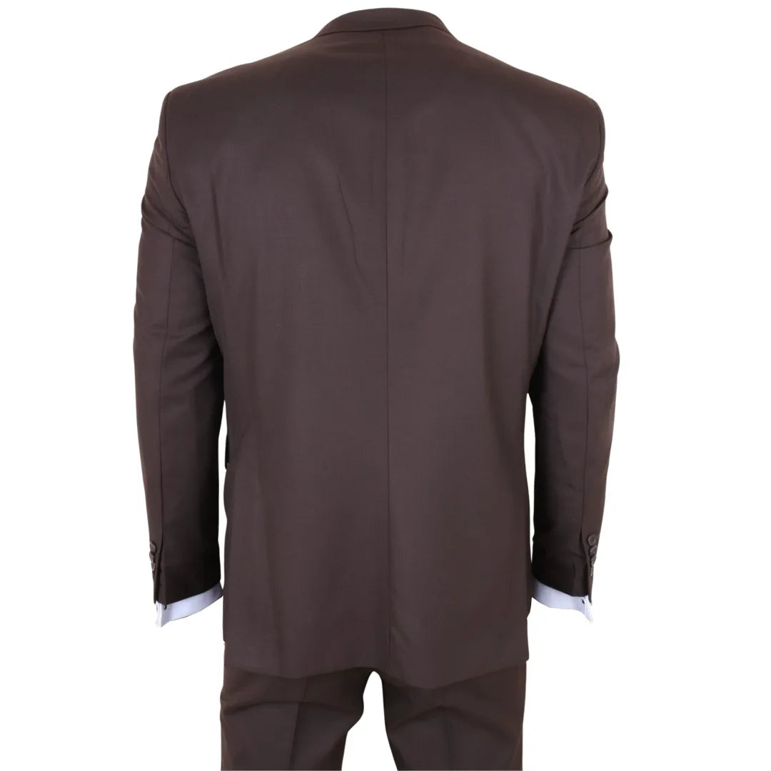 IM32 - Costume trois pièces marron foncé uni pour homme