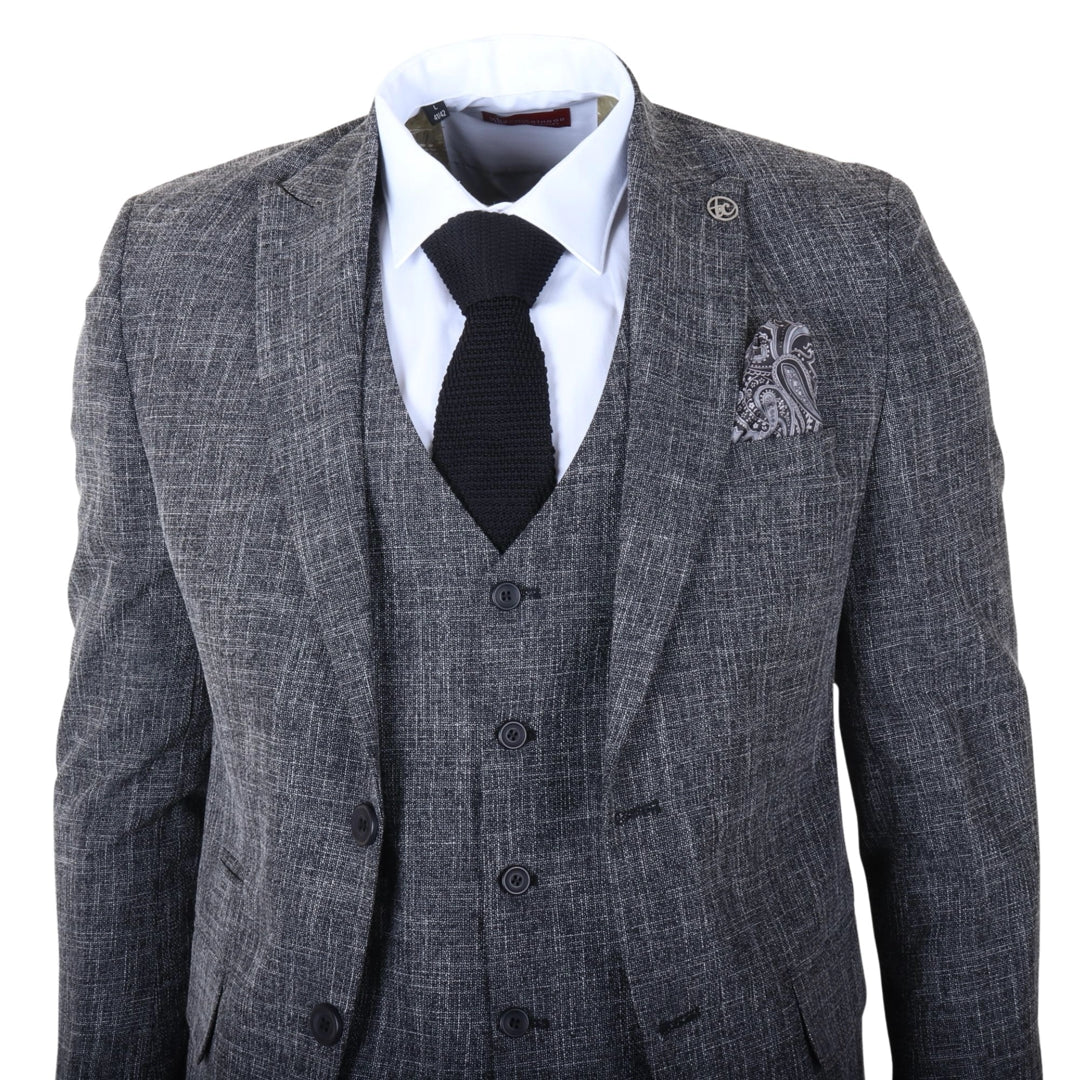 IM33 - Costume trois pièces noir pour homme, coupe ajustée