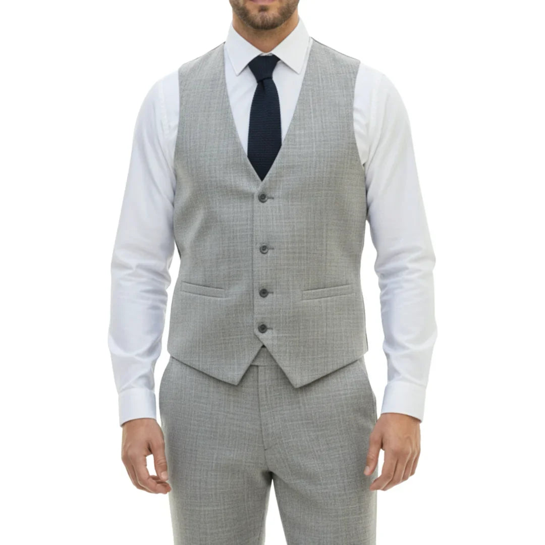 IM33 - Costume trois pièces gris pour homme, coupe ajustée