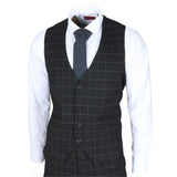 IM3 Men's Black Checked Tailored Fit 3-Piece Suit
