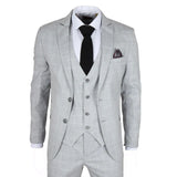 IM3 Men's Grey Checked Tailored Fit 3-Piece Suit