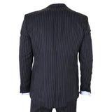 IM45 - Costume trois pièces noir à fines rayures pour homme, style mafieux