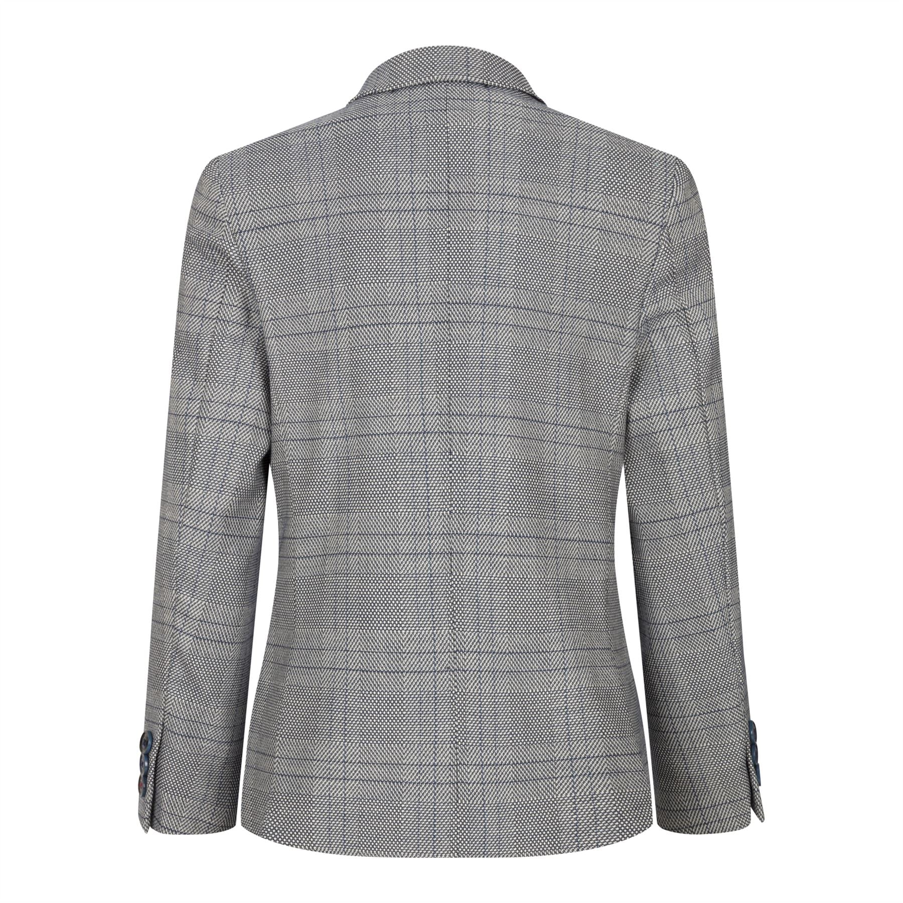 Boys Marc Darcy 3 Piece Suit Grey Prince Of Wales Blue Check Vintage Retro