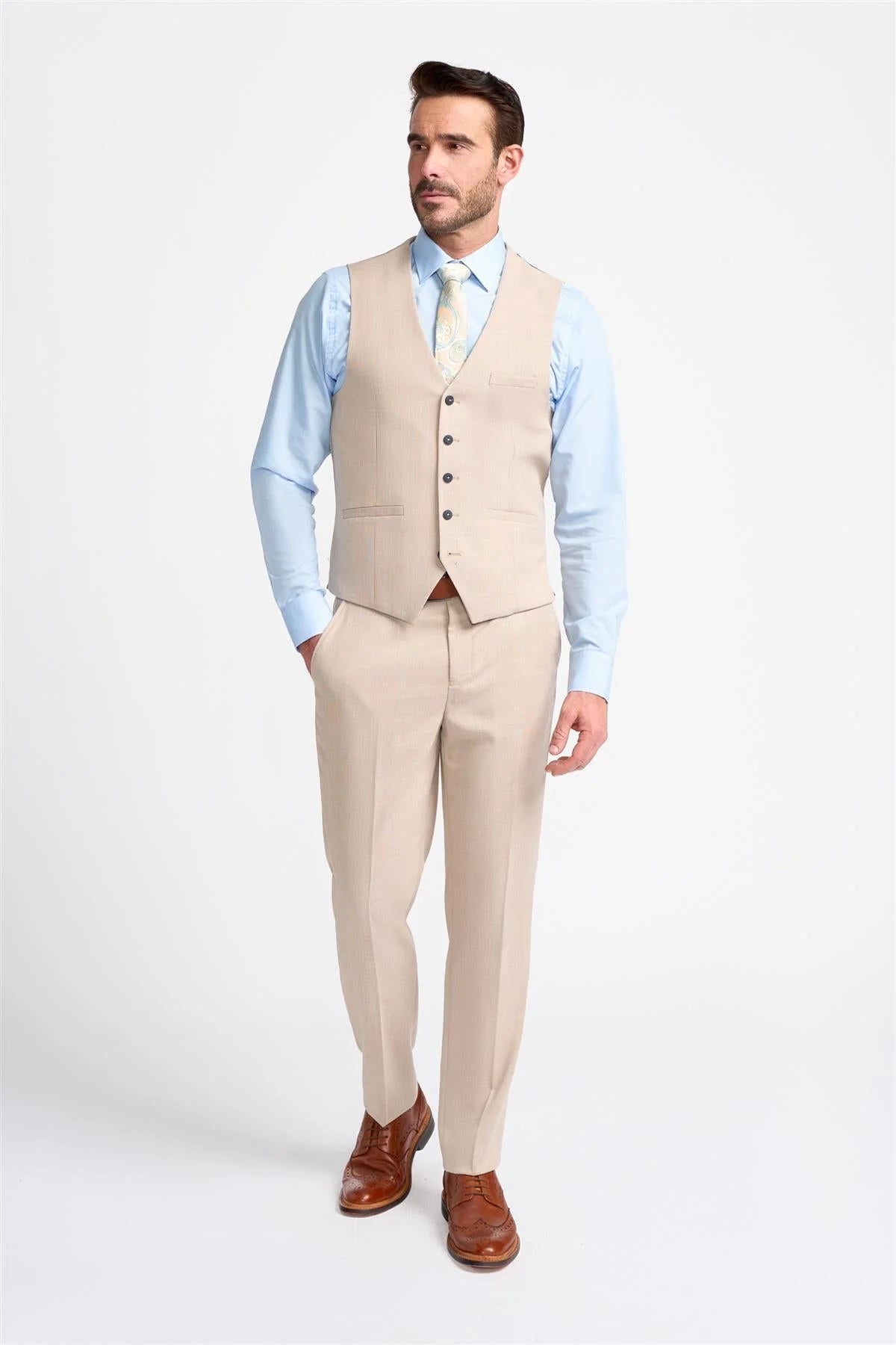 Miami - Gilet de mariage beige pour homme