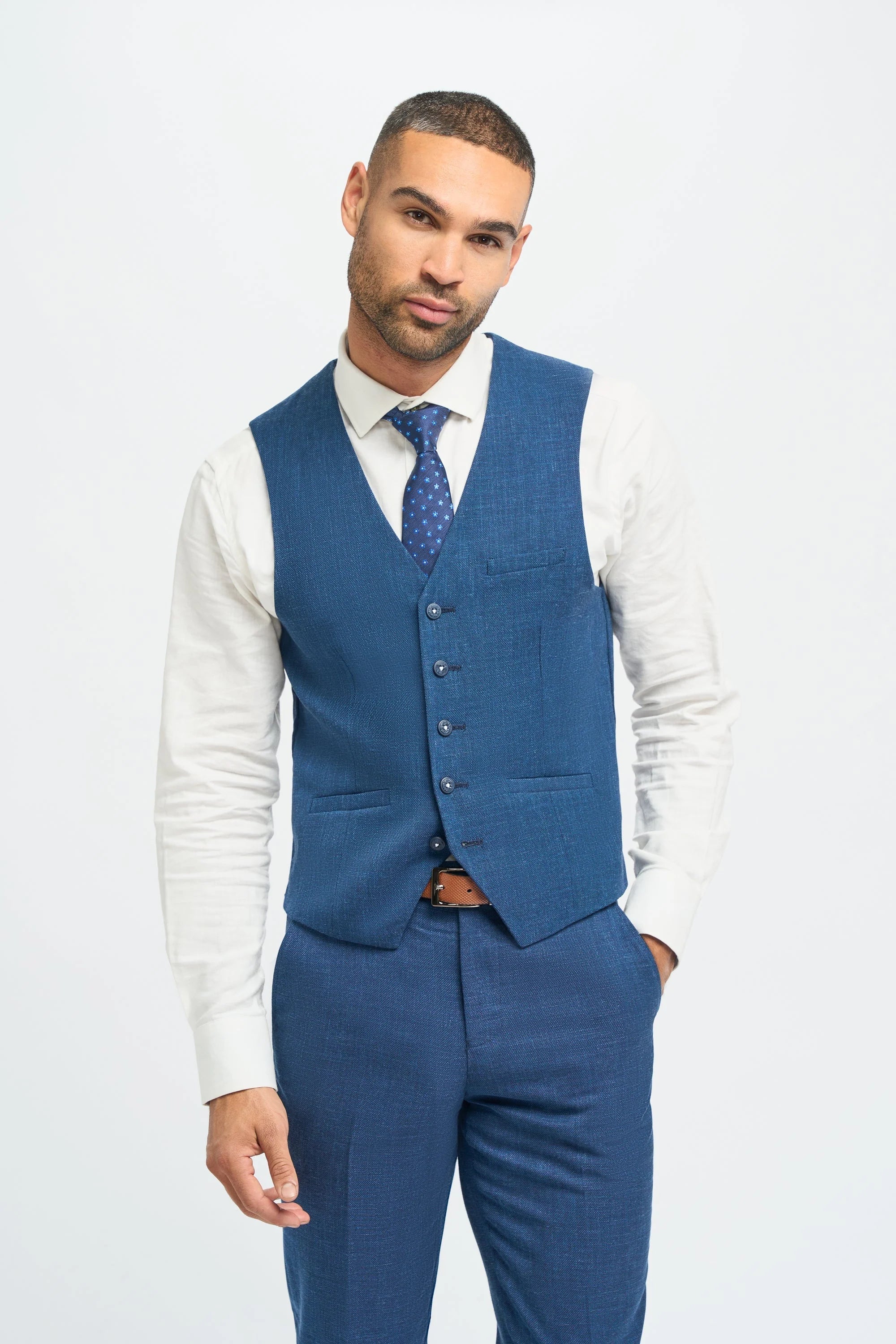 Miami - Gilet de mariage bleu pour homme