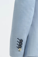 Costume de mariage d'été bleu ciel en lin pour homme avec pantalon bleu marine
