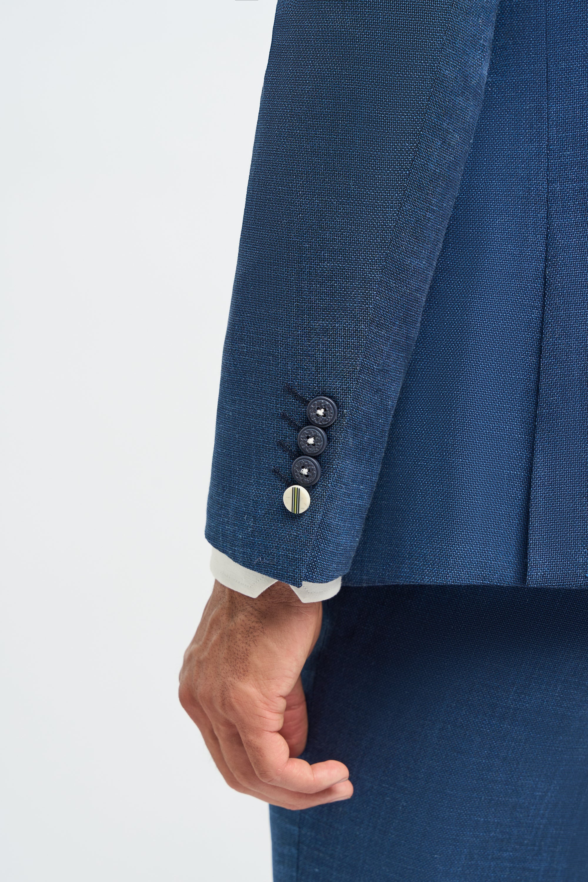 Costume d'été bleu en lin pour homme