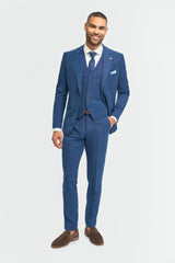 Costume d'été bleu en lin pour homme