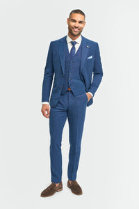 Costume d'été bleu en lin pour homme