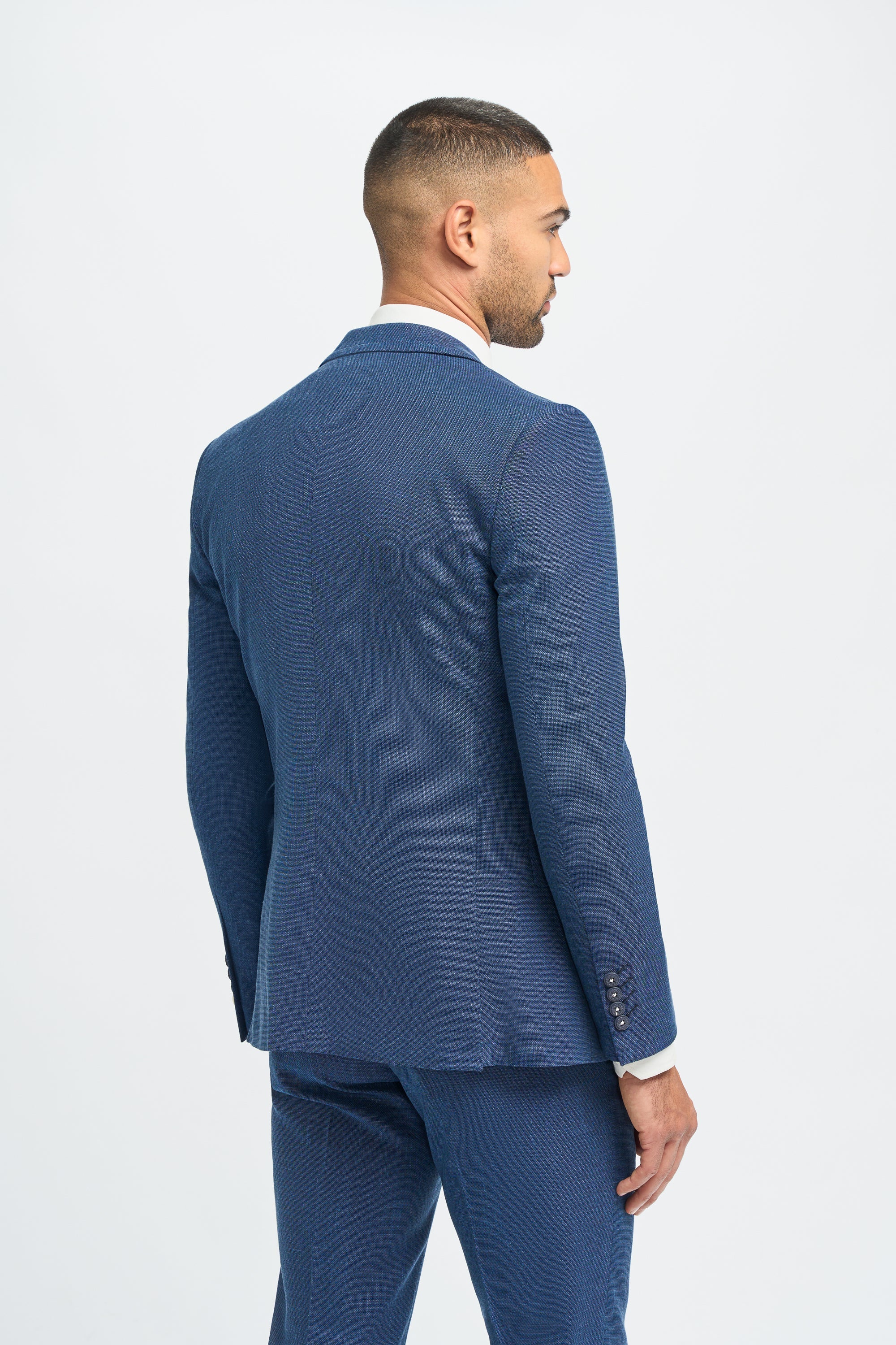 Costume d'été bleu en lin pour homme