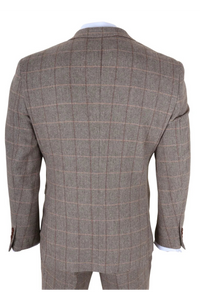 Harris - Costume trois pièces pour homme en tweed à chevrons marron