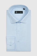 Chemise habillée classique pour homme, à poignets mousquetaires et col italien - Bleue