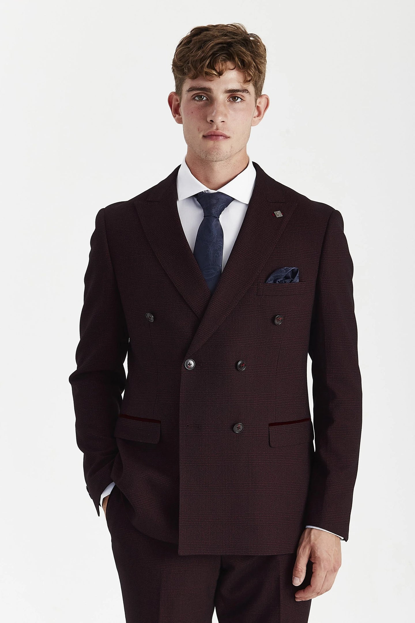 Regent - Costume croisé deux pièces bordeaux pour homme