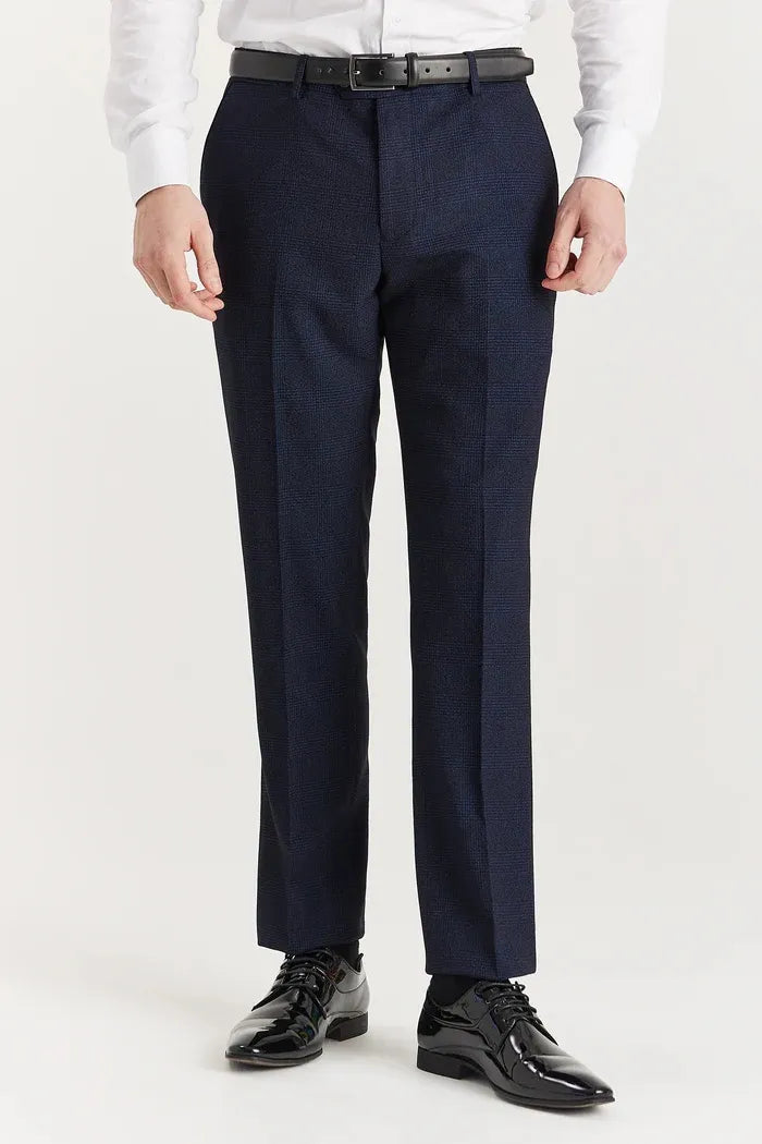 Pantalon à carreaux bleu marine pour homme Regent