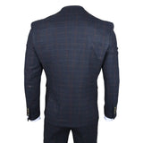Ryan Men's Navy 3-Piece Tweed Slim Fit Suit